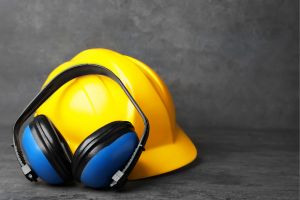 hard hat and protective noise cancelling gear